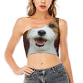 Jack Russell Terrier Portrait Print One Shoulder Crop Top
