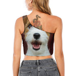 Jack Russell Terrier Portrait Print One Shoulder Crop Top