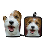 Jack Russell Terrier Portrait Print Oven Mitt And Pot Holder Set