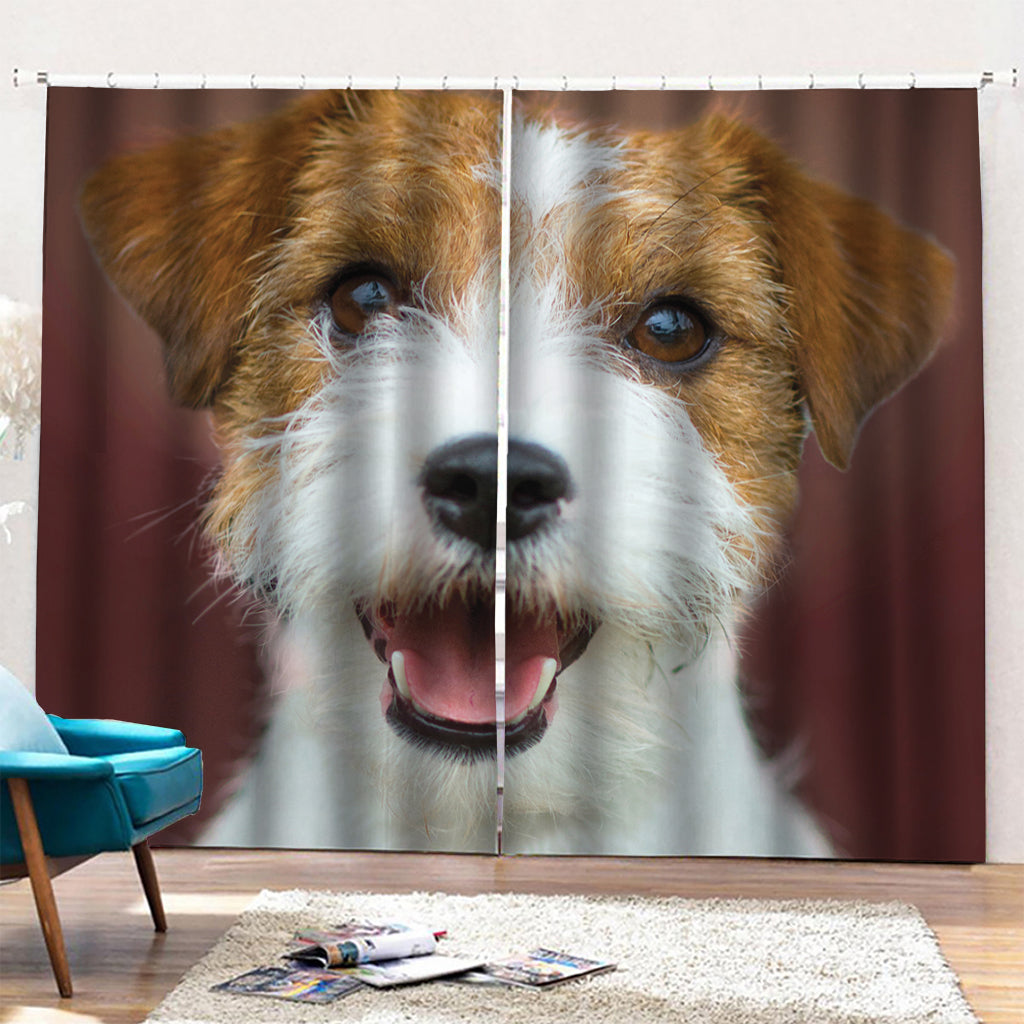 Jack Russell Terrier Portrait Print Pencil Pleat Curtains