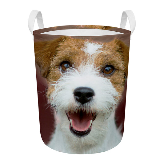 Jack Russell Terrier Portrait Print Round Laundry Basket