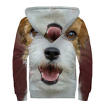 Jack Russell Terrier Portrait Print Sherpa Lined Zip Up Hoodie