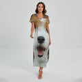 Jack Russell Terrier Portrait Print Short Sleeve Maxi Dress