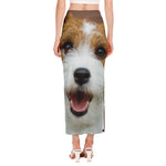Jack Russell Terrier Portrait Print Side Slit Maxi Skirt