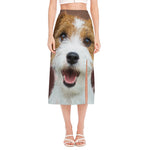 Jack Russell Terrier Portrait Print Side Slit Midi Skirt