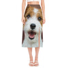 Jack Russell Terrier Portrait Print Side Slit Midi Skirt