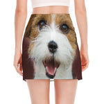 Jack Russell Terrier Portrait Print Side Slit Mini Skirt