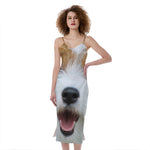 Jack Russell Terrier Portrait Print Slim Fit Midi Cami Dress
