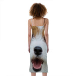 Jack Russell Terrier Portrait Print Slim Fit Midi Cami Dress