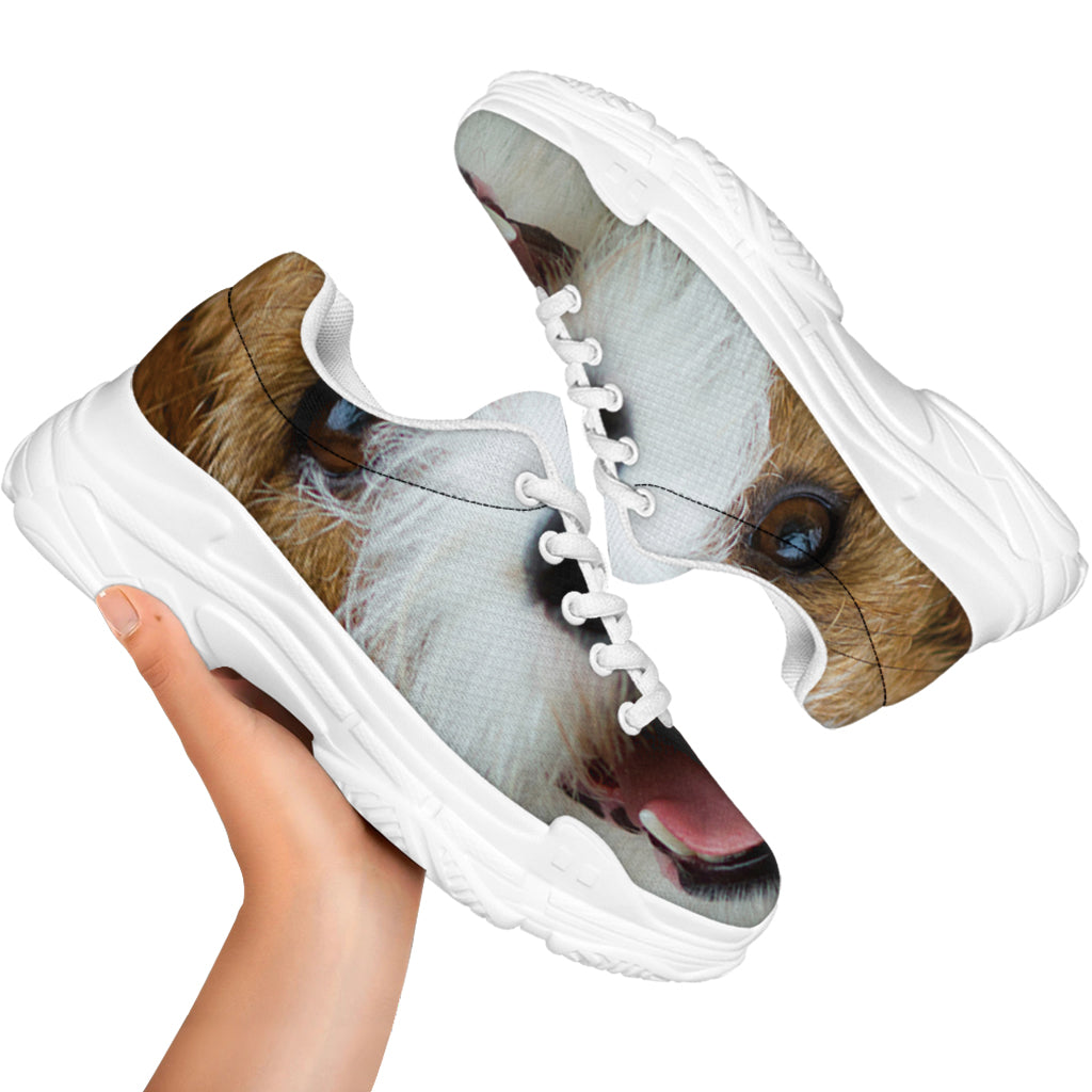 Jack Russell Terrier Portrait Print White Chunky Shoes