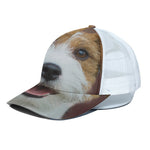 Jack Russell Terrier Portrait Print White Mesh Trucker Cap
