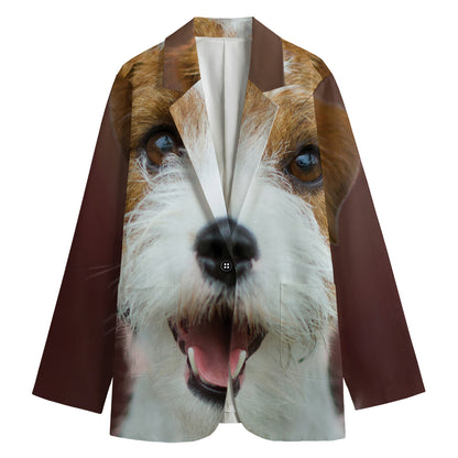Jack Russell Terrier Portrait Print Women's Cotton Blazer