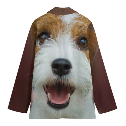 Jack Russell Terrier Portrait Print Women's Cotton Blazer