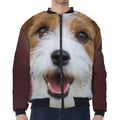 Jack Russell Terrier Portrait Print Zip Sleeve Bomber Jacket