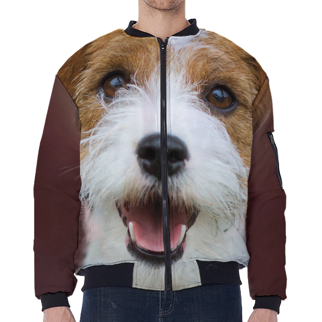Jack Russell Terrier Portrait Print Zip Sleeve Bomber Jacket