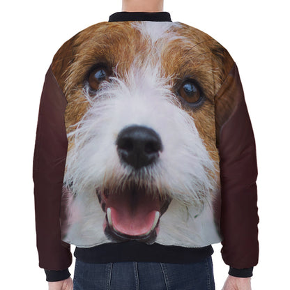 Jack Russell Terrier Portrait Print Zip Sleeve Bomber Jacket