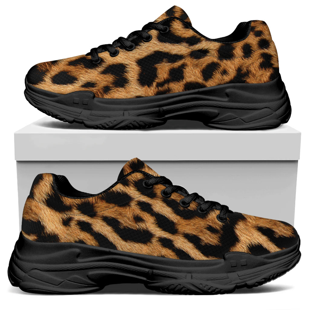 Jaguar Fur Pattern Print Black Chunky Shoes