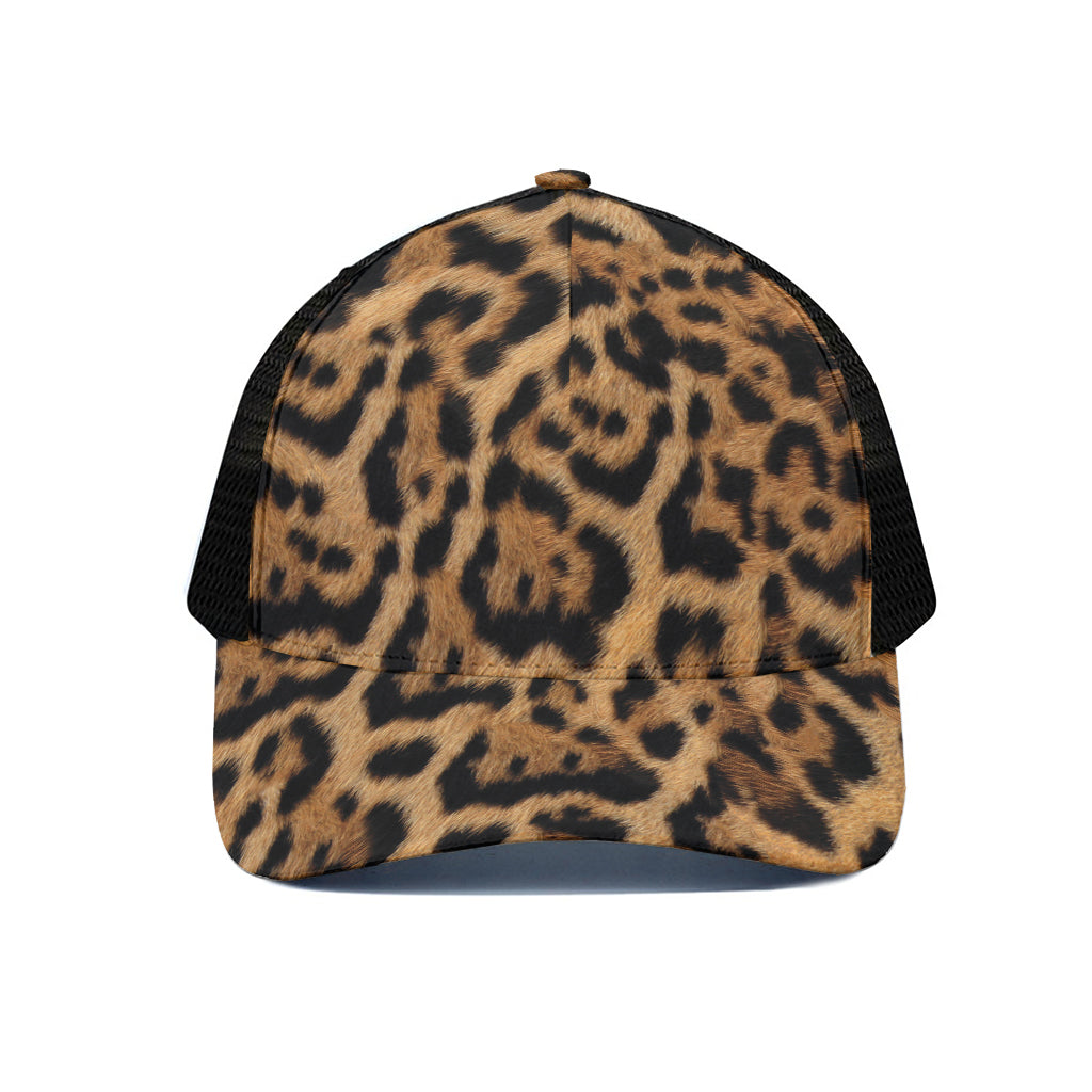 Jaguar Fur Pattern Print Black Mesh Trucker Cap