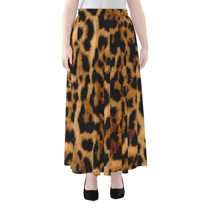 Jaguar Fur Pattern Print Chiffon Maxi Skirt