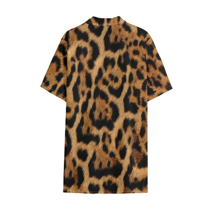 Jaguar Fur Pattern Print Cotton Hawaiian Shirt