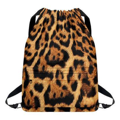 Jaguar Fur Pattern Print Drawstring Backpack