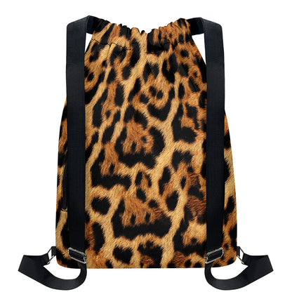 Jaguar Fur Pattern Print Drawstring Backpack