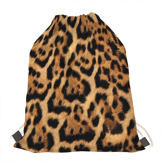 Jaguar Fur Pattern Print Drawstring Bag