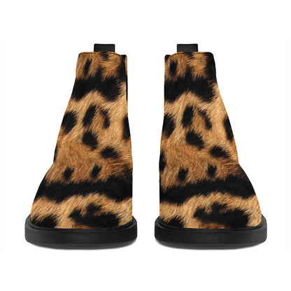 Jaguar Fur Pattern Print Flat Ankle Boots