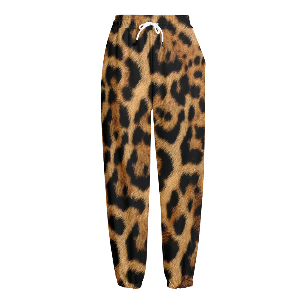 Jaguar Fur Pattern Print Fleece Lined Knit Pants