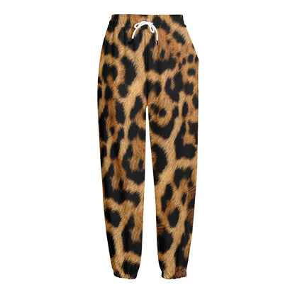 Jaguar Fur Pattern Print Fleece Lined Knit Pants