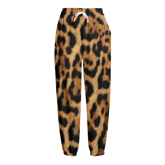 Jaguar Fur Pattern Print Fleece Lined Knit Pants