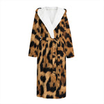 Jaguar Fur Pattern Print Hooded Bathrobe