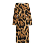 Jaguar Fur Pattern Print Hooded Bathrobe