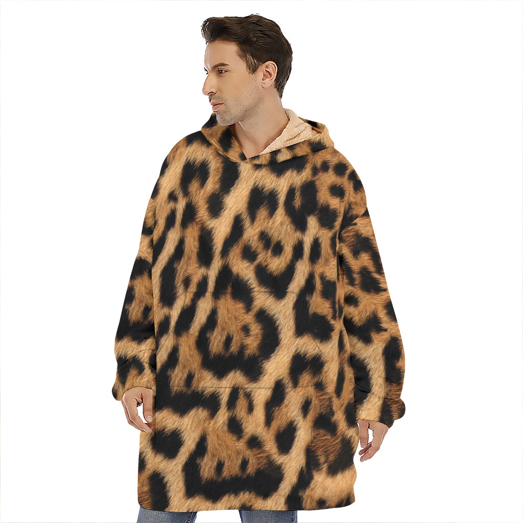 Jaguar Fur Pattern Print Hoodie Blanket
