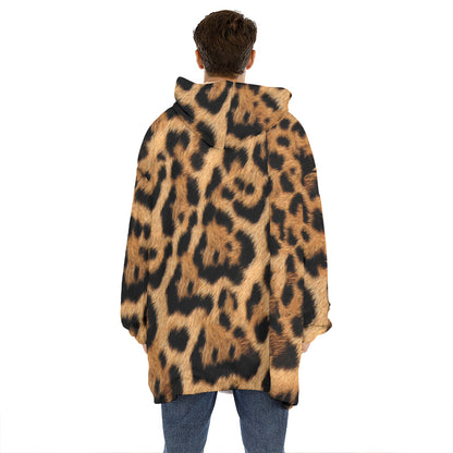 Jaguar Fur Pattern Print Hoodie Blanket
