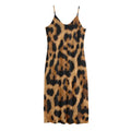 Jaguar Fur Pattern Print Jersey Midi Cami Dress