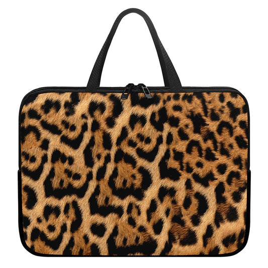 Jaguar Fur Pattern Print Laptop Sleeve With Handle