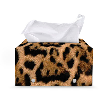 Jaguar Fur Pattern Print Leather Tissue Box Cover