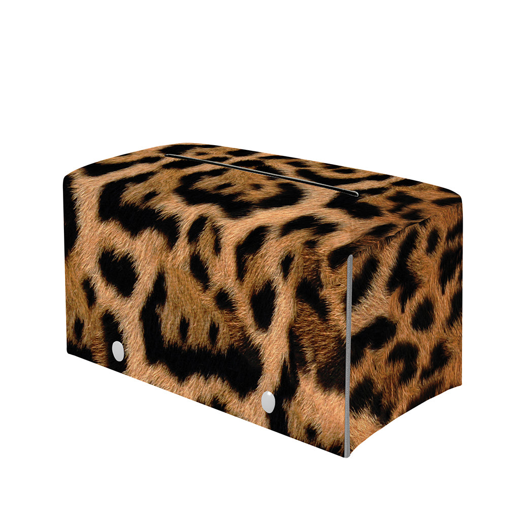 Jaguar Fur Pattern Print Leather Tissue Box Cover