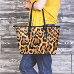Jaguar Fur Pattern Print Leather Tote Bag