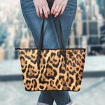 Jaguar Fur Pattern Print Leather Tote Bag