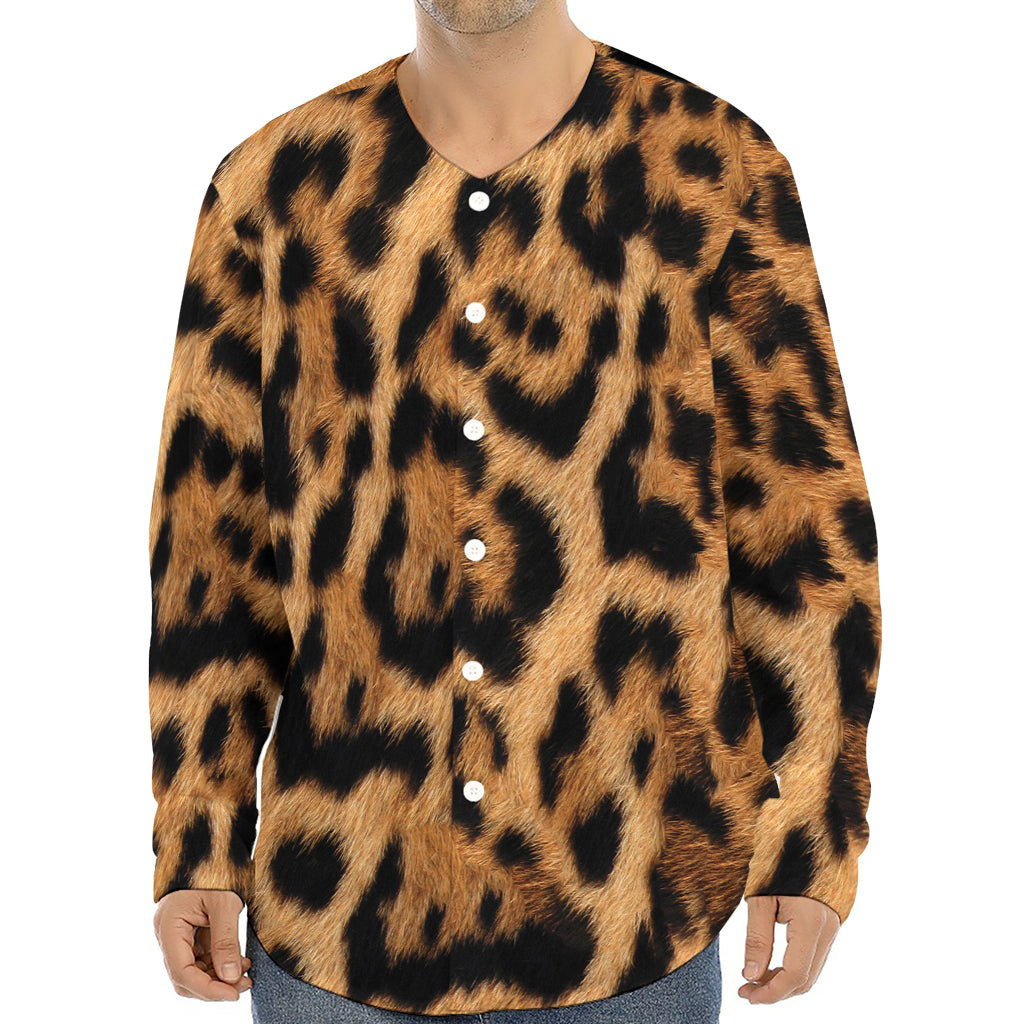 Jaguar Fur Pattern Print Long Sleeve Baseball Jersey