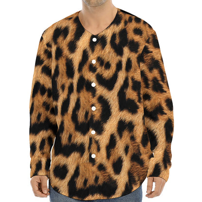 Jaguar Fur Pattern Print Long Sleeve Baseball Jersey