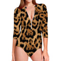 Jaguar Fur Pattern Print Long Sleeve Swimsuit