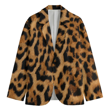 Jaguar Fur Pattern Print Men's Cotton Blazer