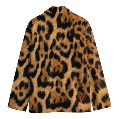 Jaguar Fur Pattern Print Men's Cotton Blazer