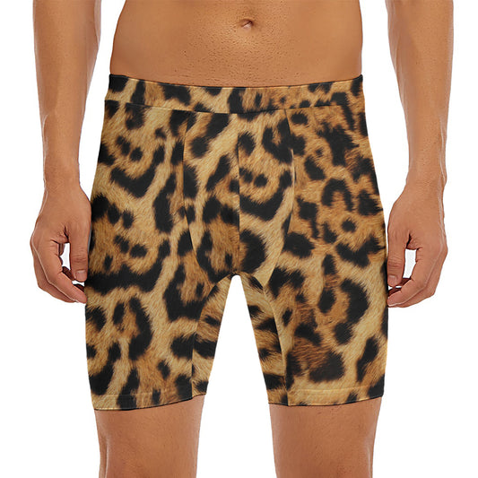 Jaguar Fur Pattern Print Men's Long Boxer Briefs