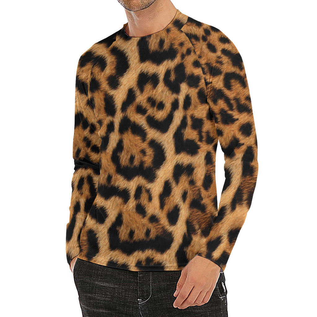 Jaguar Fur Pattern Print Men's Long Sleeve Rash Guard