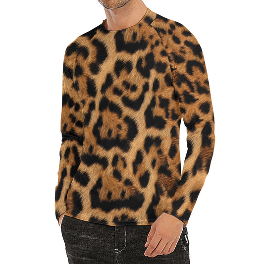 Jaguar Fur Pattern Print Men's Long Sleeve Rash Guard