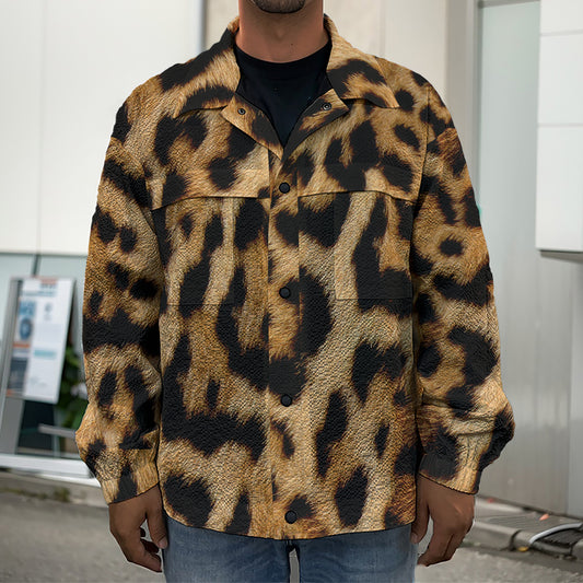Jaguar Fur Pattern Print Men's Shirt Jacket